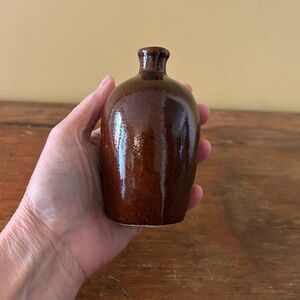 Vintage Mini Albany Slip Stoneware Bottle Vase